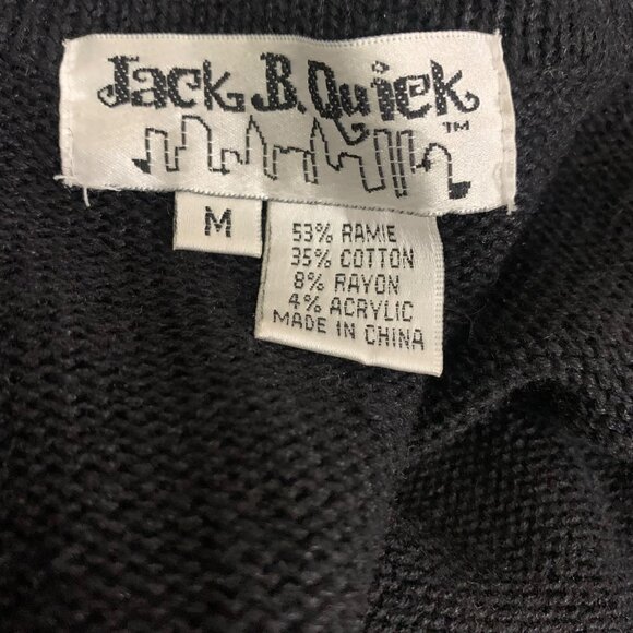 Vintage JACK B. QUICK Embellished Black Cardigan Sweater Size M Paisley Sequin - Picture 5 of 7